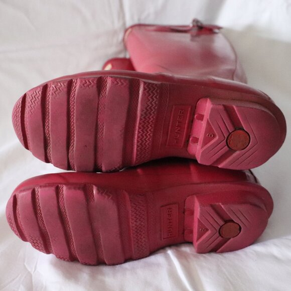 Hunter Original Women's Pink Sz 5/36 Tall Rubber Buckle Outdoor Rain Boots - Picture 9 of 13